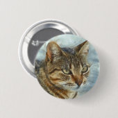 Atemberaubender Tabby-Kat Nah Up Graphit Pencil Po Button (Vorne & Hinten)