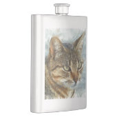 Atemberaubender Tabby-Kat Nah Up Graphit Pencil Po Flachmann (Rechts)