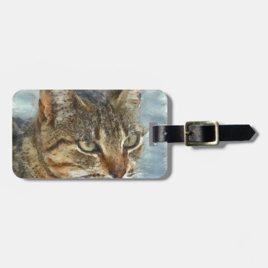 Atemberaubender Tabby-Kat Nah Up Graphit Pencil Po Gepäckanhänger (Vorderseite horizontal)