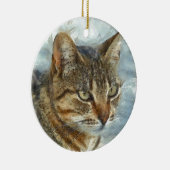 Atemberaubender Tabby-Kat Nah Up Graphit Pencil Po Keramik Ornament (Rechts)