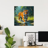 Atemberaubender Tiger im Dschungel Poster (Heimbüro)