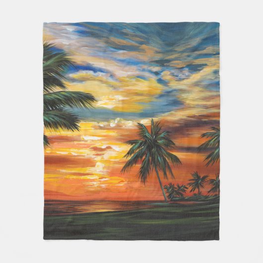 Atemberaubender tropischer Sonnenuntergang Fleecedecke (Vorderseite)