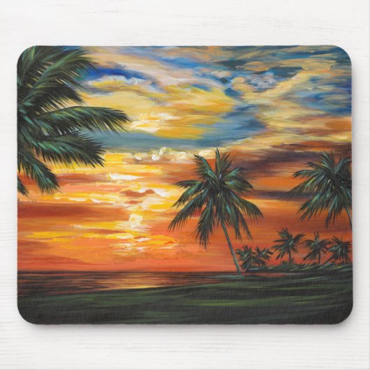 Atemberaubender tropischer Sonnenuntergang Mousepad (Vorne)