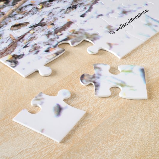 Atemberaubender Varietätsongvogel im Schnee Puzzle (Seite)