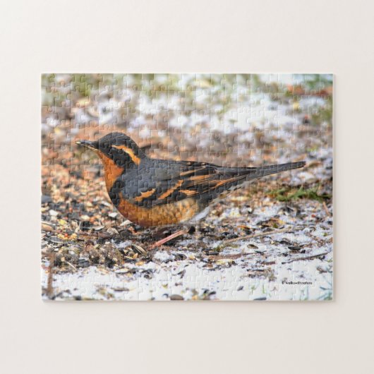 Atemberaubender Varietätsongvogel im Schnee Puzzle (Horizontal)