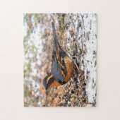 Atemberaubender Varietätsongvogel im Schnee Puzzle (Vertikal)