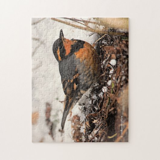 Atemberaubender Varietätsongvogel im Schnee Puzzle (Vertikal)