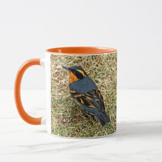 Atemberaubender Varieté-Thrush auf dem Rasen Tasse (Links)