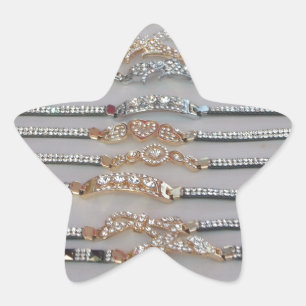 Atemberaubender verzierte Diamantketten-Kunstschmu Stern-Aufkleber