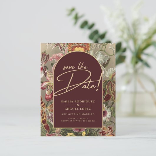 Atemberaubender Vintager Botanischer Burgund Flora (Stehend Vorderseite)