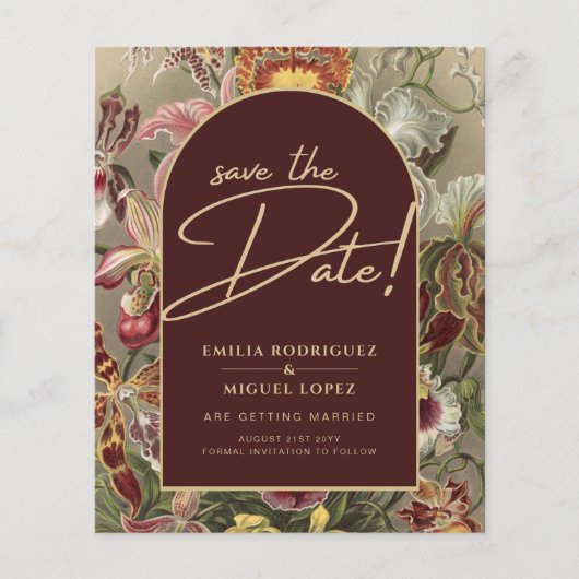 Atemberaubender Vintager Botanischer Burgund Flora (Vorderseite)