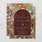 Atemberaubender Vintager Botanischer Burgund Flora (Vorne/Hinten)