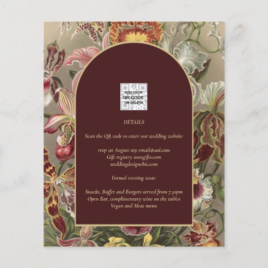 Atemberaubender Vintager Botanischer Burgund Flora (Rückseite)