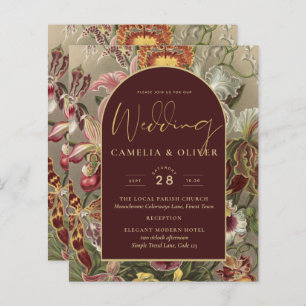 Atemberaubender Vintager Botanischer Burgund Flora