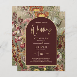 Atemberaubender Vintager Botanischer Burgund Flora