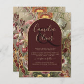 Atemberaubender Vintager Botanischer Burgund Flora (Vorne/Hinten)