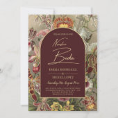 Atemberaubender Vintager Botanischer Burgund Flora Einladung (Vorderseite)