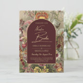 Atemberaubender Vintager Botanischer Burgund Flora Einladung (Stehend Vorderseite)