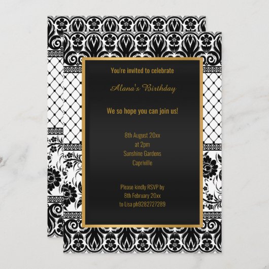 Atemberaubender Vintager, weißer JEDEN ANLASS Einladung (Vorne/Hinten)