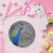 Atemberaubender voller Vintager Pfau Pappteller (Party)