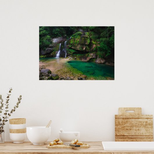 Atemberaubender Wasserfall Virje, Slowenien Poster (Küche)