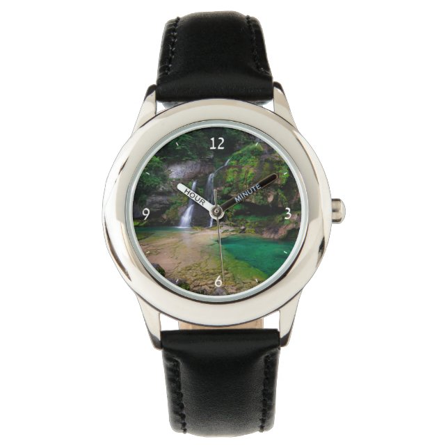 Atemberaubender Wasserfall Virje, Slowenien Poster Armbanduhr (Vorderseite)