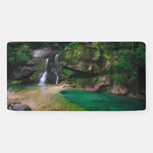 Atemberaubender Wasserfall Virje, Slowenien Poster Banner (Horizontal)