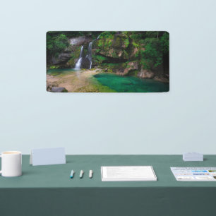 Atemberaubender Wasserfall Virje, Slowenien Poster Banner