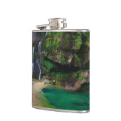 Atemberaubender Wasserfall Virje, Slowenien Poster Flachmann (Links)