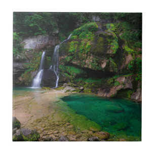 Atemberaubender Wasserfall Virje, Slowenien Poster Fliese