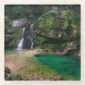 Atemberaubender Wasserfall Virje, Slowenien Poster Glasuntersetzer (Vorderseite)