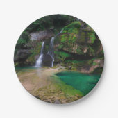 Atemberaubender Wasserfall Virje, Slowenien Poster Pappteller (Vorderseite)