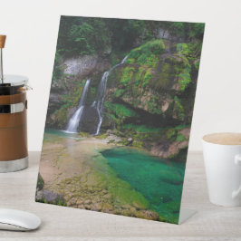 Atemberaubender Wasserfall Virje, Slowenien Poster Sockelschild