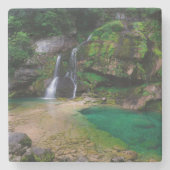 Atemberaubender Wasserfall Virje, Slowenien Poster Steinuntersetzer (Vorderseite)