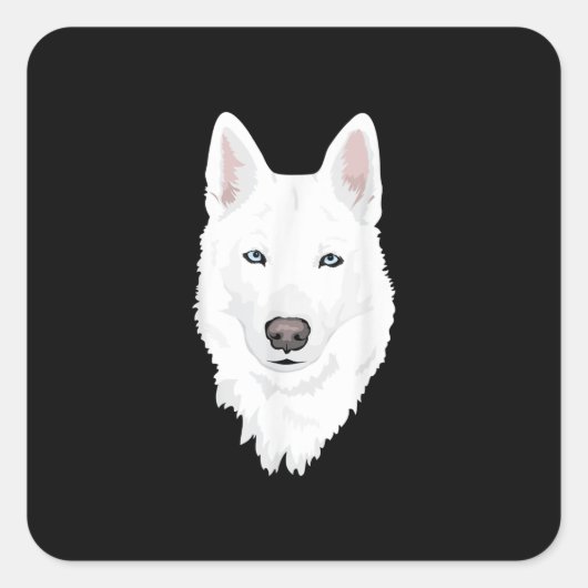 Atemberaubender weißer sibirischer Husky - süßer w Quadratischer Aufkleber (Vorderseite)
