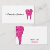 Atemberaubender weißer und rosa Glitzer Zahnpflege Visitenkarte (Vorne/Hinten)