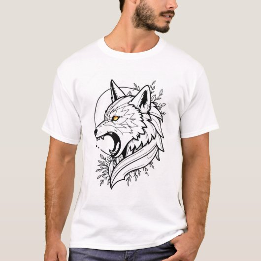 Atemberaubender Wolf Face Design T - Shirt (Vorderseite)