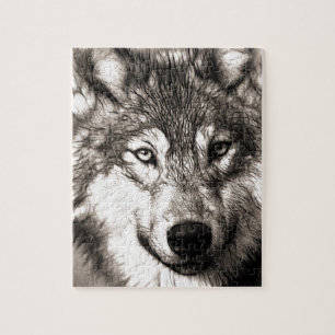 Atemberaubender Wolf Gesicht Foto Druckzubehör the Puzzle