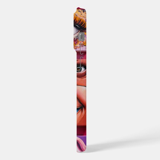 Atemberaubendes 3D-Crimson-Sticker-Design für Frau iPhone Hülle (Linke Seite)