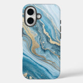 "Atemberaubendes Abstraktes Blau und Goldmarmor Case-Mate iPhone Hülle (Rückseite)