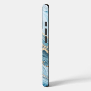 "Atemberaubendes Abstraktes Blau und Goldmarmor iPhone 16 Hülle