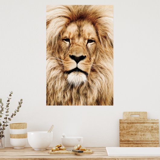 Atemberaubendes afrikanisches Löwe-Ölgemälde Poster (Küche)