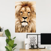 Atemberaubendes afrikanisches Löwe-Ölgemälde Poster (Heimbüro)