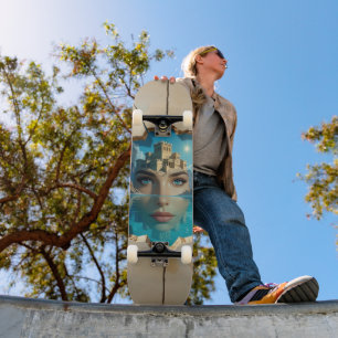 Atemberaubendes Atlantis erhebt sich aus den wässr Skateboard