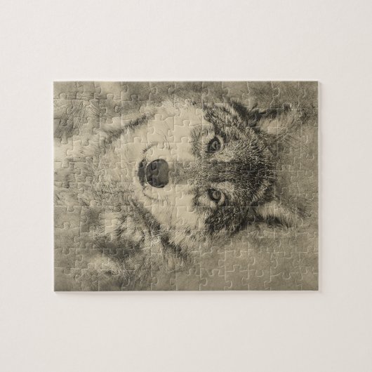 Atemberaubendes Bauholz-Wolf-Puzzle Puzzle (Horizontal)