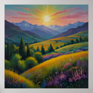 Atemberaubendes Bergbild Poster