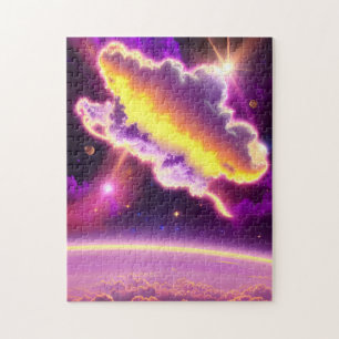 Atemberaubendes Bild des kosmischen Lila und gelbe Puzzle