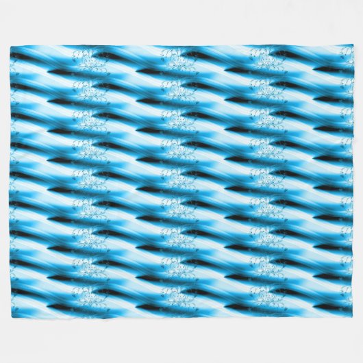 Atemberaubendes Blau, Schwarz/Weiß-Swirbel-Design Fleecedecke (Vorderseite (Horizontal))