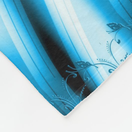 Atemberaubendes Blau, Schwarz/Weiß-Swirbel-Design Fleecedecke (Ecke)