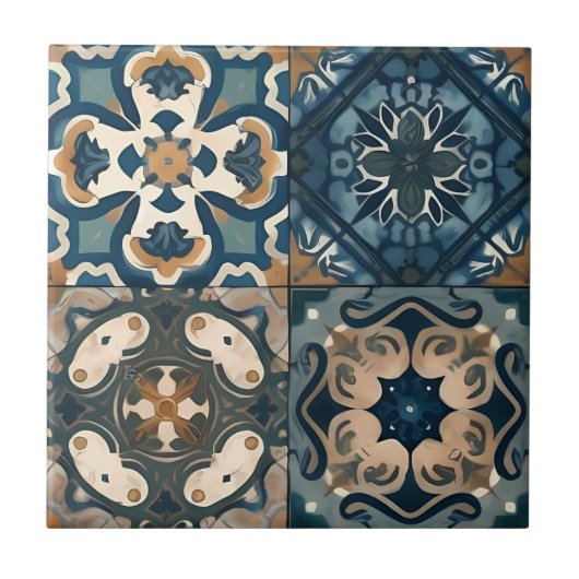 Atemberaubendes Blau und braune marokkanische Kera Fliese (Vorderseite)